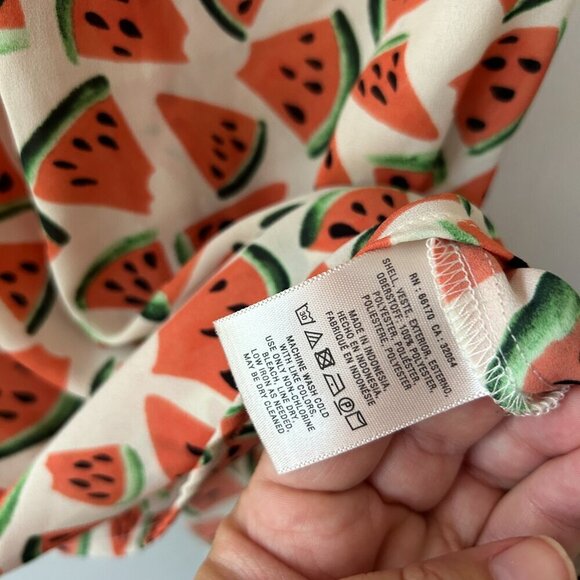 Maeve Watermelon Print Blouse Womens Size 0 V-neck Short Sleeve Top - Picture 5 of 7